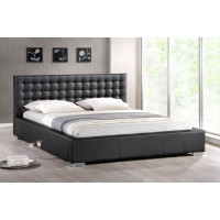 Baxton Studio BBT6183-Black-Bed Madison Black Modern Bed with Upholstered Headboard (Queen Size)